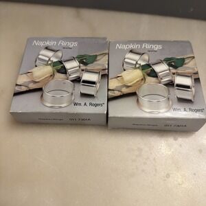NIB - Vtg Wm. A. Rogers Oneida Silverplated Napkin Rings 2 boxes (set of 8) 1987